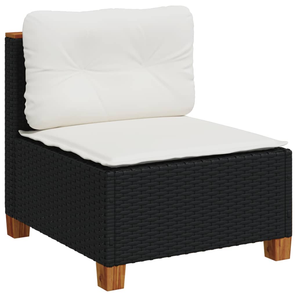 sofasæt til haven 7 dele med hynder polyrattan sort