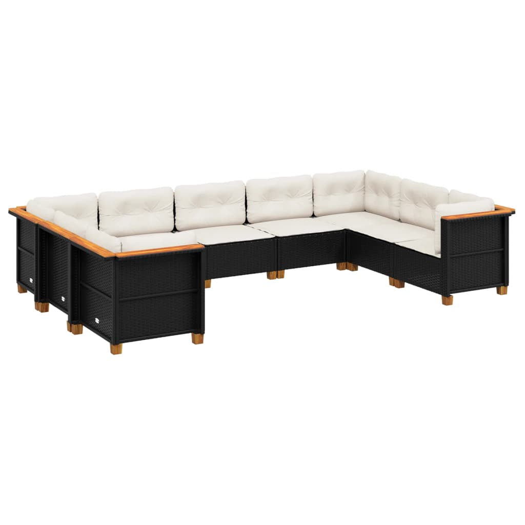 sofasæt til haven 9 dele med hynder polyrattan sort
