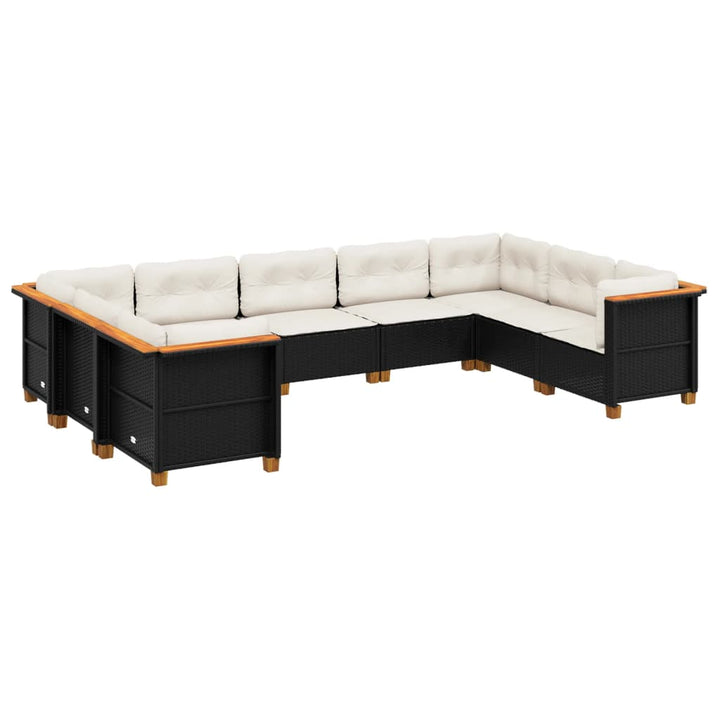 sofasæt til haven 9 dele med hynder polyrattan sort