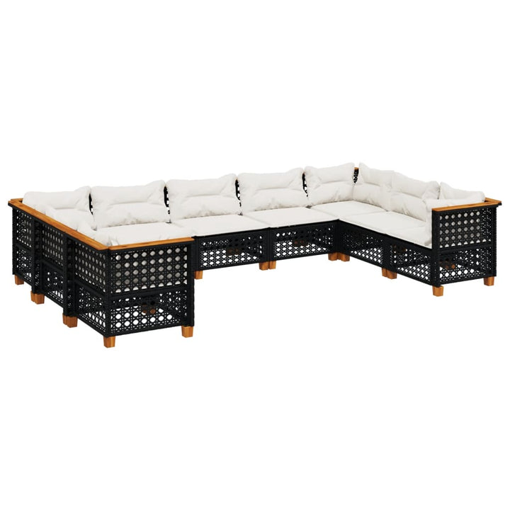 sofasæt til haven 9 dele med hynder polyrattan sort