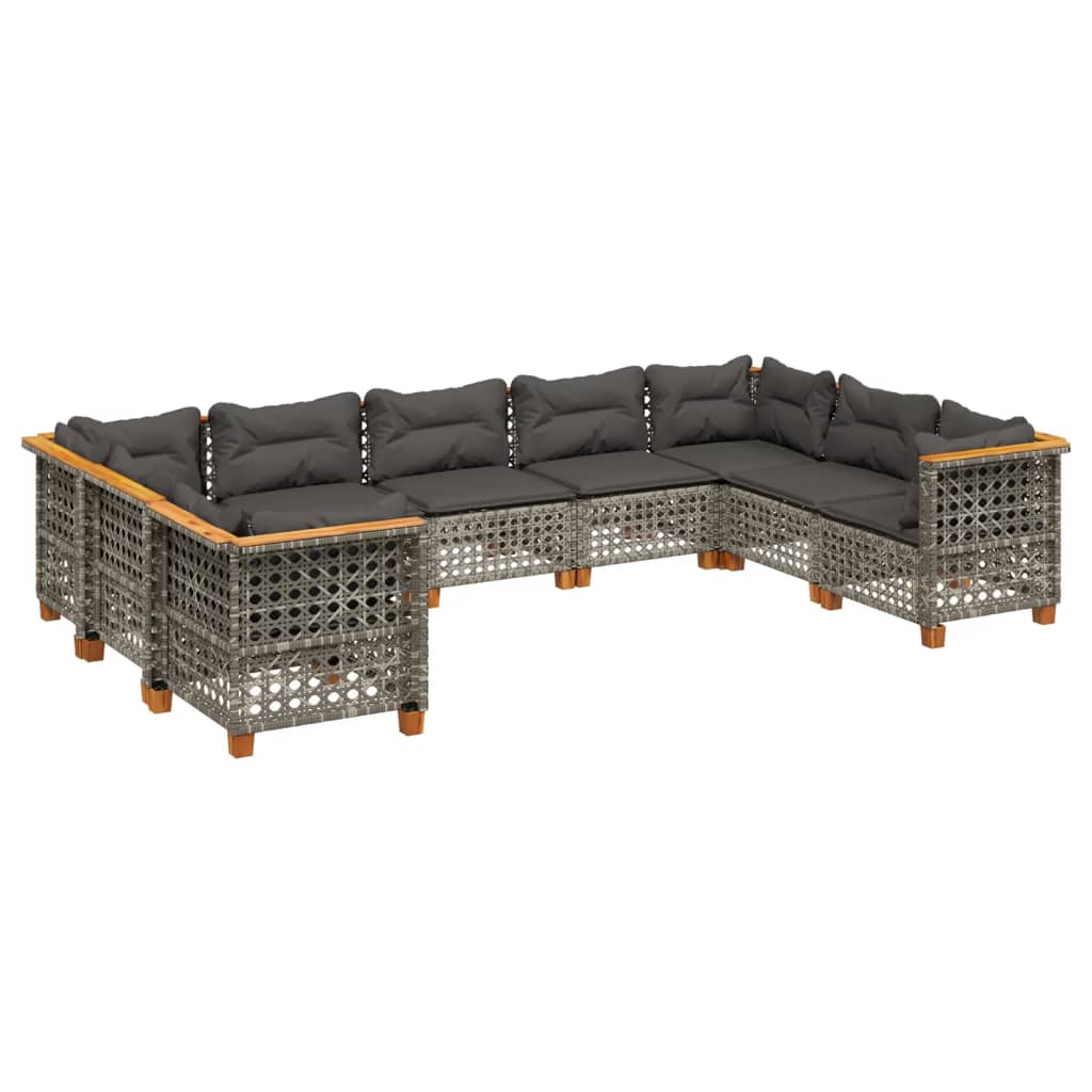 sofasæt til haven 9 dele med hynder polyrattan grå