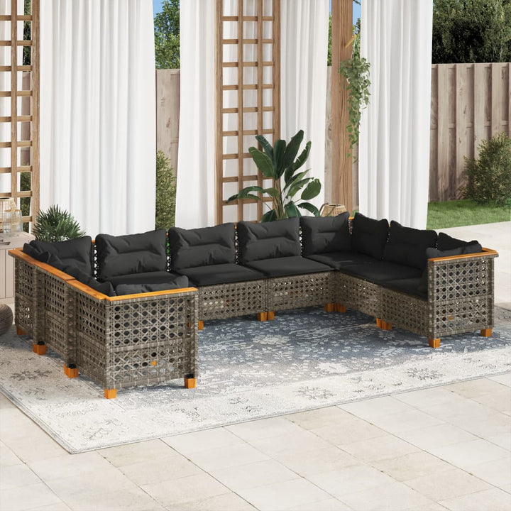 sofasæt til haven 9 dele med hynder polyrattan grå