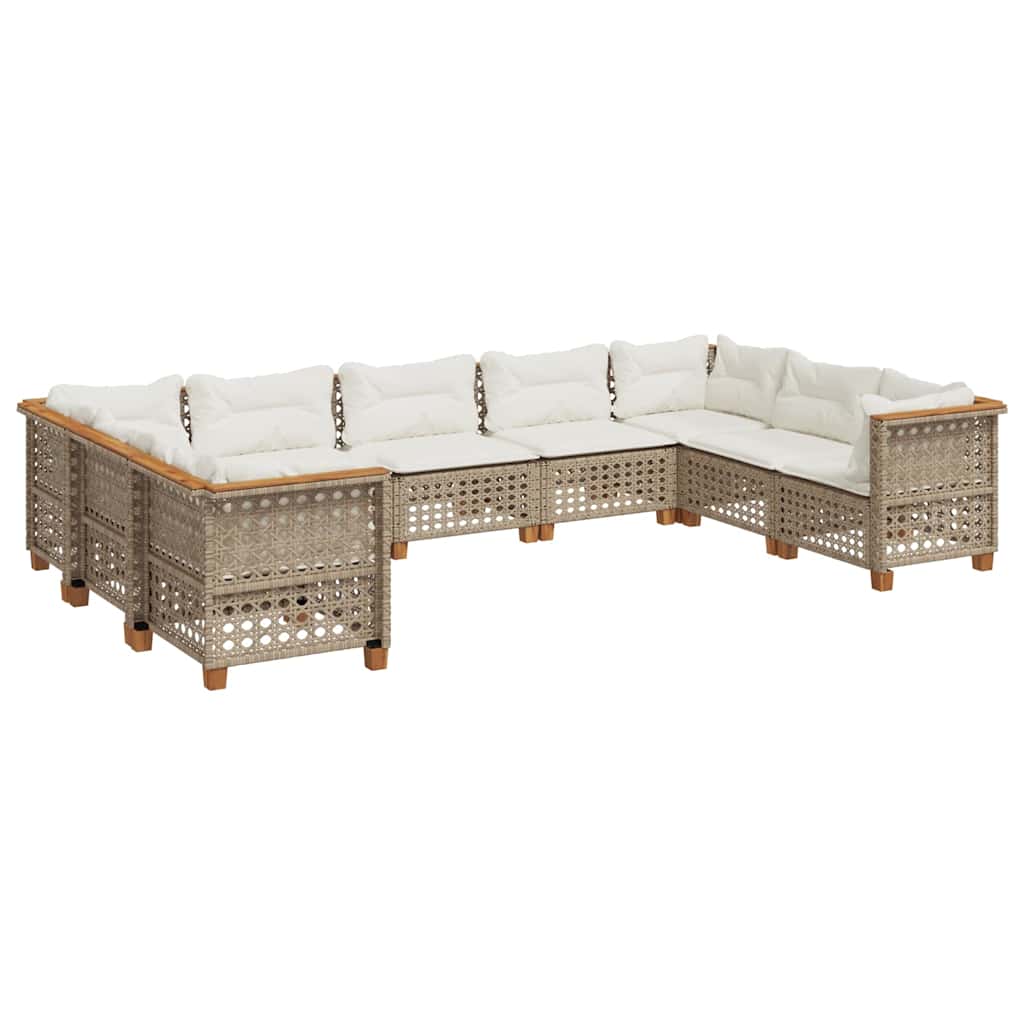 sofasæt til haven 9 dele med hynder polyrattan beige