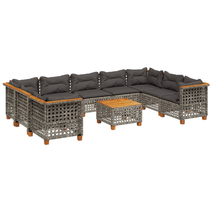 sofasæt til haven 10 dele med hynder polyrattan grå