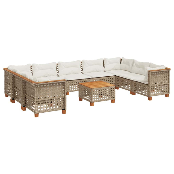 sofasæt til haven 10 dele med hynder polyrattan beige