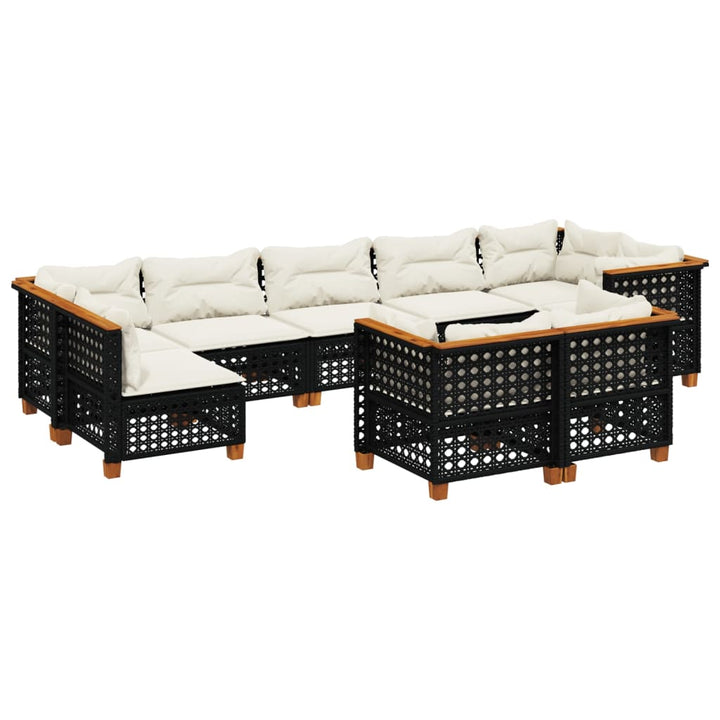 sofasæt til haven 9 dele med hynder polyrattan sort