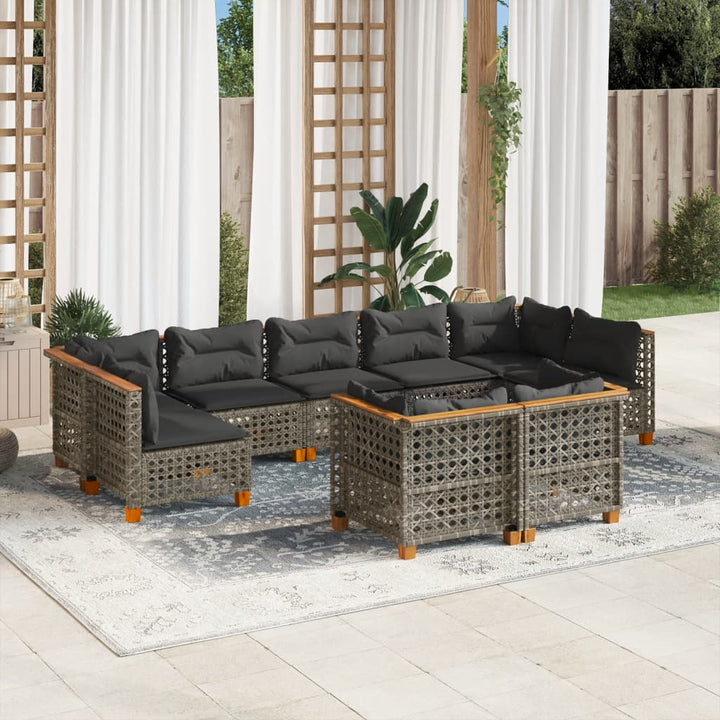 sofasæt til haven 9 dele med hynder polyrattan grå