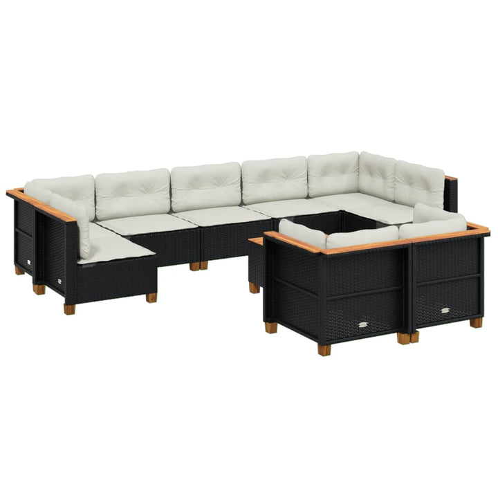 sofasæt til haven 10 dele med hynder polyrattan sort