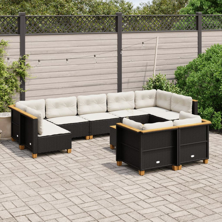 sofasæt til haven 10 dele med hynder polyrattan sort