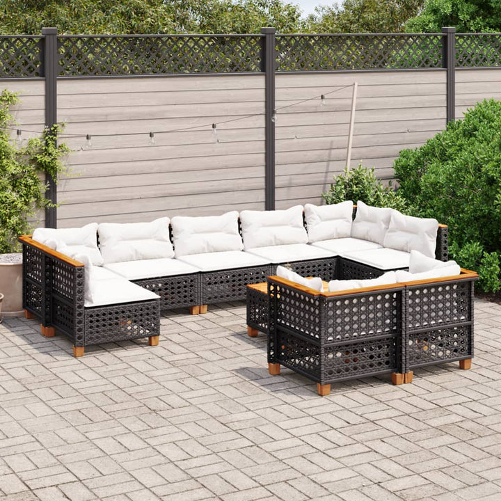 sofasæt til haven 10 dele med hynder polyrattan sort