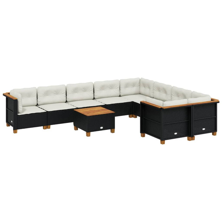 sofasæt til haven 10 dele med hynder polyrattan sort