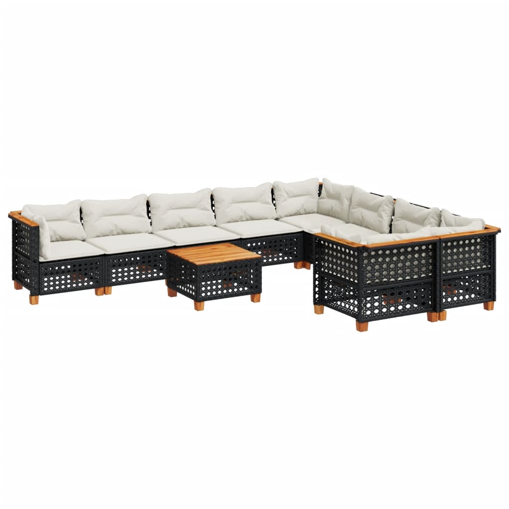 sofasæt til haven 10 dele med hynder polyrattan sort