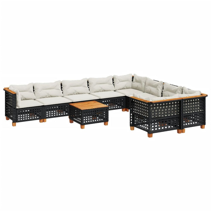 sofasæt til haven 10 dele med hynder polyrattan sort