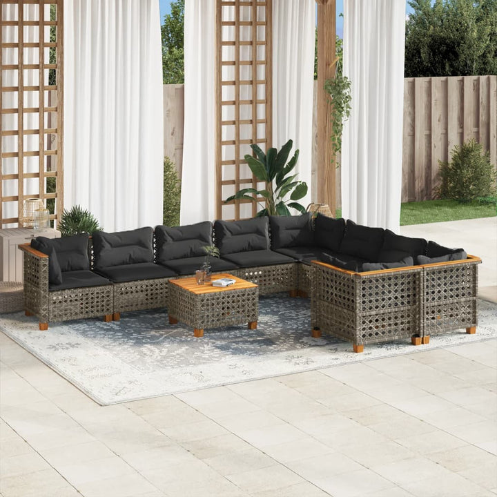 sofasæt til haven 10 dele med hynder polyrattan grå