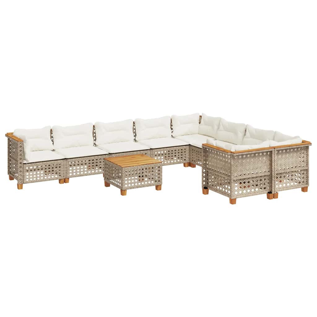 sofasæt til haven 10 dele med hynder polyrattan beige