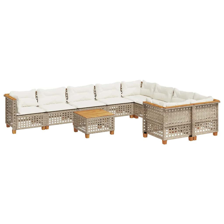 sofasæt til haven 10 dele med hynder polyrattan beige