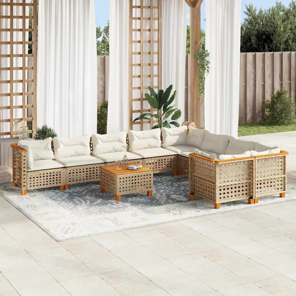 sofasæt til haven 10 dele med hynder polyrattan beige