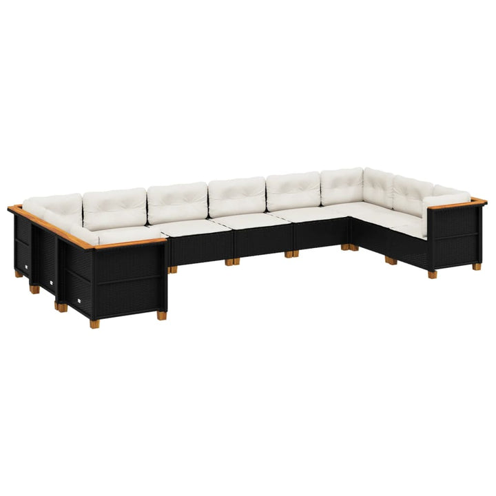 sofasæt til haven 10 dele med hynder polyrattan sort
