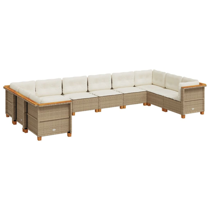 sofasæt til haven 10 dele med hynder polyrattan beige