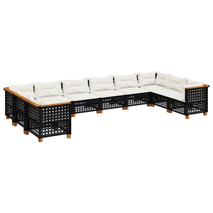 sofasæt til haven 10 dele med hynder polyrattan sort
