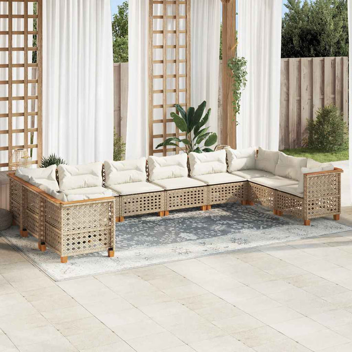 sofasæt til haven 10 dele med hynder polyrattan beige