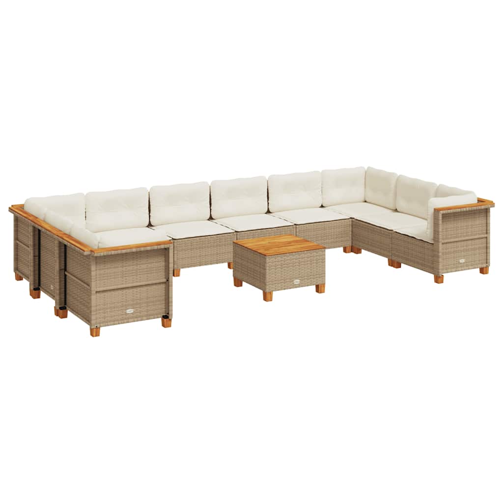 sofasæt til haven 11 dele med hynder polyrattan beige