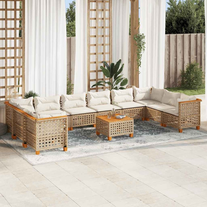 sofasæt til haven 11 dele med hynder polyrattan beige