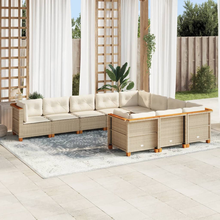 sofasæt til haven 10 dele med hynder polyrattan beige