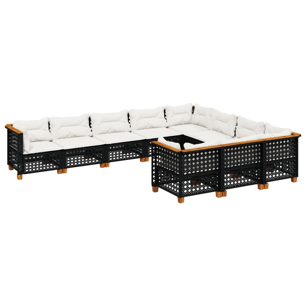 sofasæt til haven 10 dele med hynder polyrattan sort