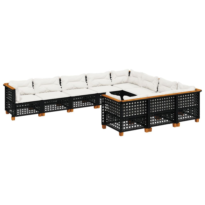 sofasæt til haven 10 dele med hynder polyrattan sort