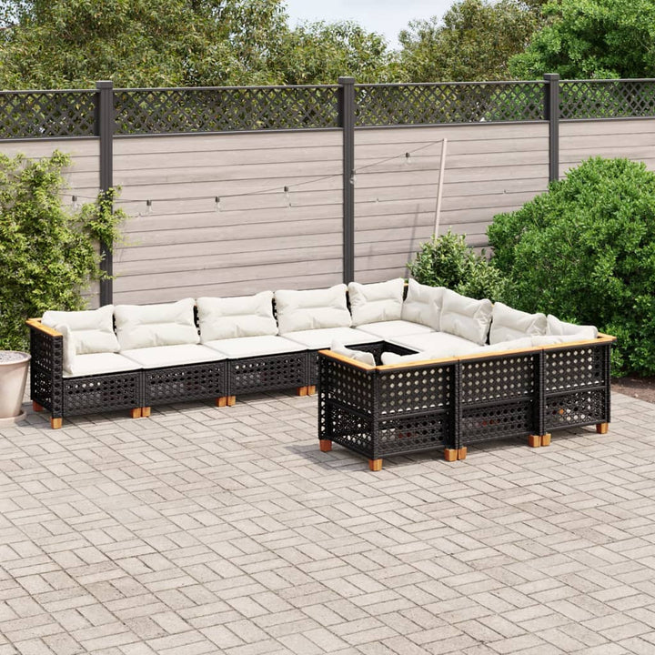 sofasæt til haven 10 dele med hynder polyrattan sort
