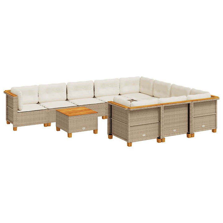 sofasæt til haven 11 dele med hynder polyrattan beige