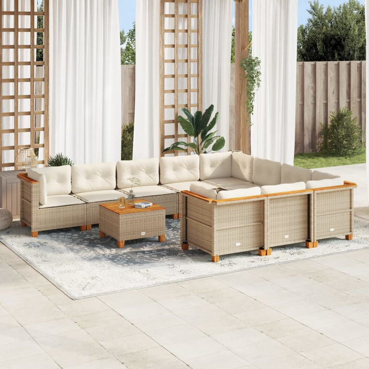 sofasæt til haven 11 dele med hynder polyrattan beige