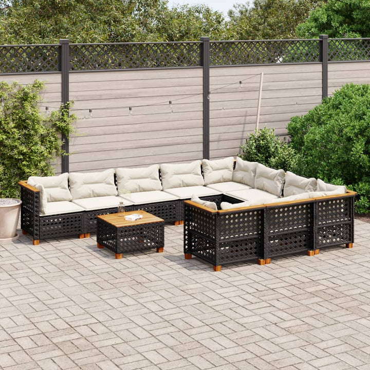 sofasæt til haven 11 dele med hynder polyrattan sort