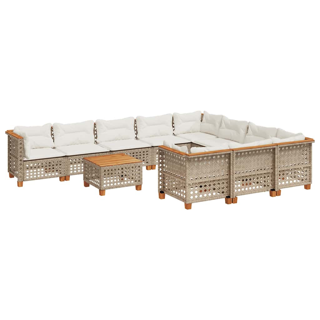 sofasæt til haven 11 dele med hynder polyrattan beige