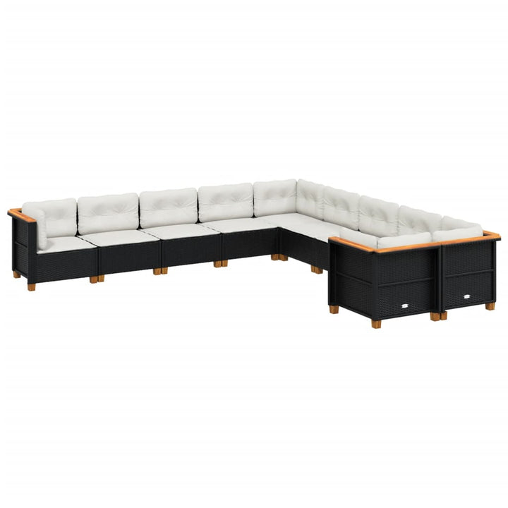 sofasæt til haven 10 dele med hynder polyrattan sort