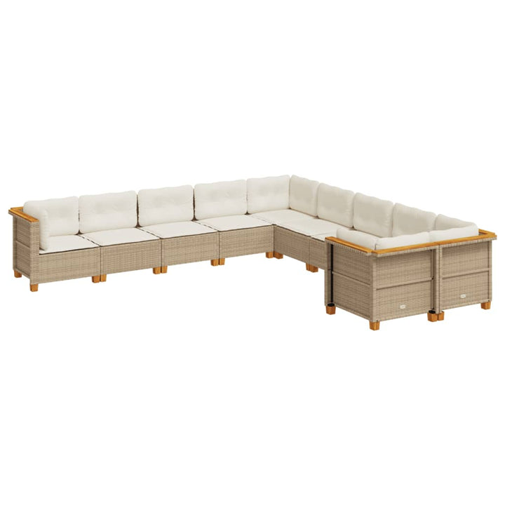 sofasæt til haven 10 dele med hynder polyrattan beige