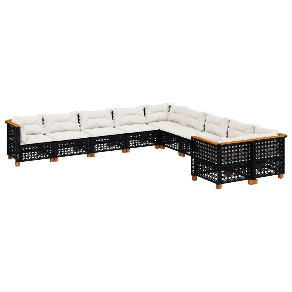 sofasæt til haven 10 dele med hynder polyrattan sort