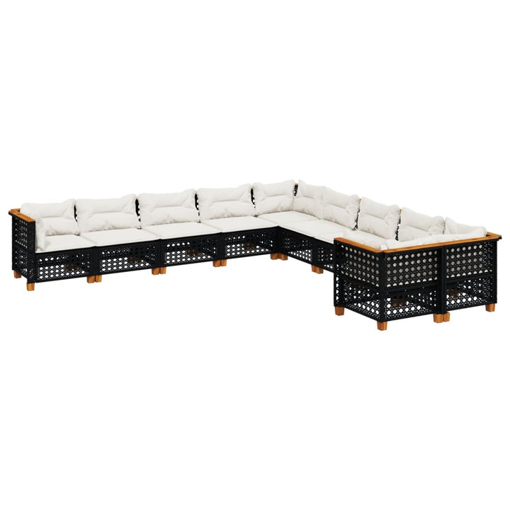 sofasæt til haven 10 dele med hynder polyrattan sort