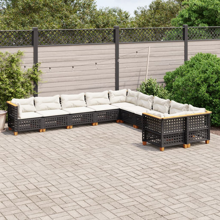 sofasæt til haven 10 dele med hynder polyrattan sort