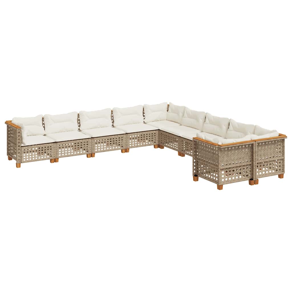 sofasæt til haven 10 dele med hynder polyrattan beige