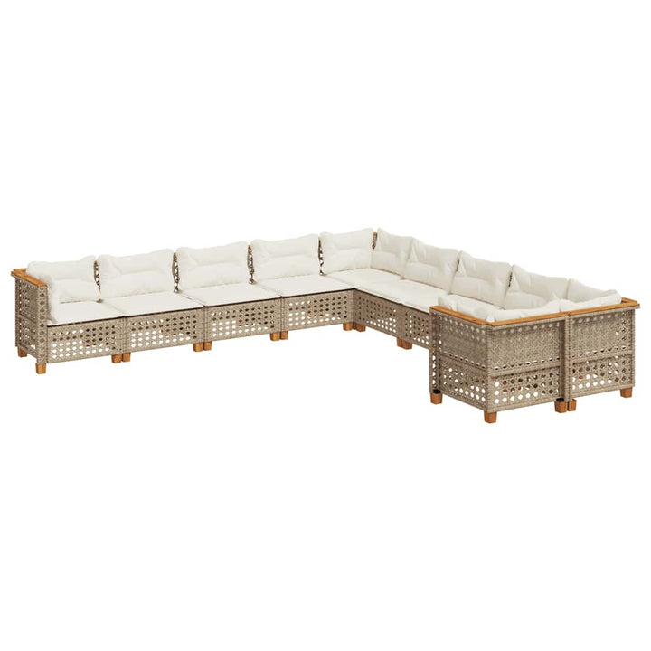 sofasæt til haven 10 dele med hynder polyrattan beige