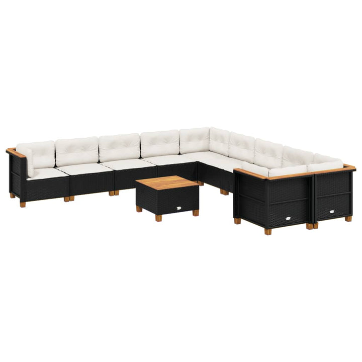 sofasæt til haven 11 dele med hynder polyrattan sort
