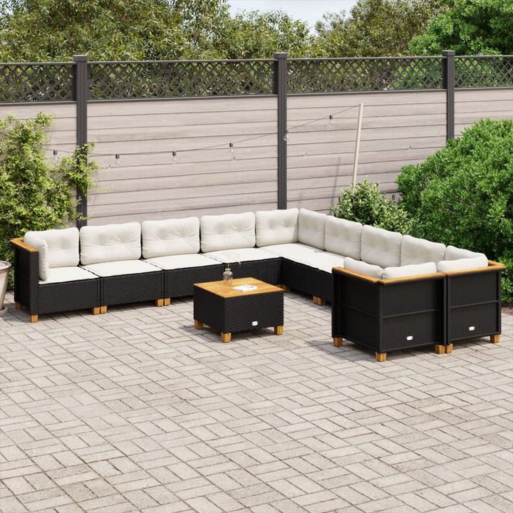 sofasæt til haven 11 dele med hynder polyrattan sort