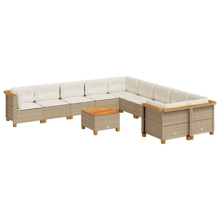 sofasæt til haven 11 dele med hynder polyrattan beige