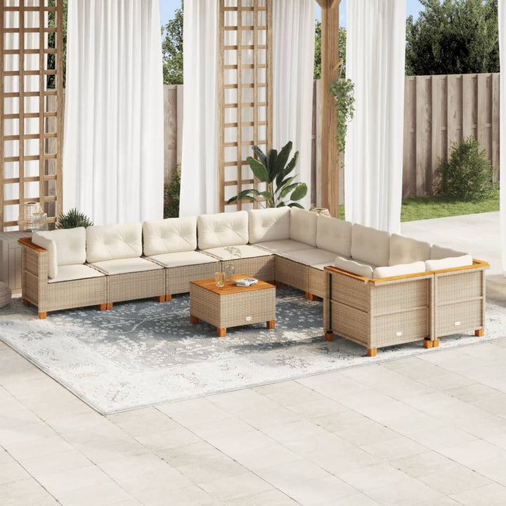 sofasæt til haven 11 dele med hynder polyrattan beige
