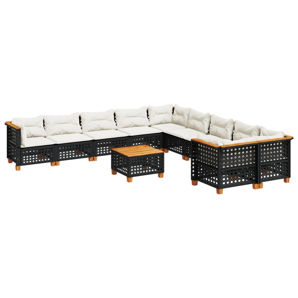 sofasæt til haven 11 dele med hynder polyrattan sort
