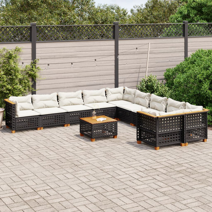 sofasæt til haven 11 dele med hynder polyrattan sort