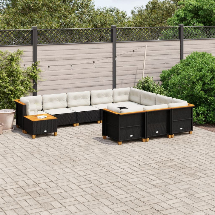 sofasæt til haven 11 dele med hynder polyrattan sort