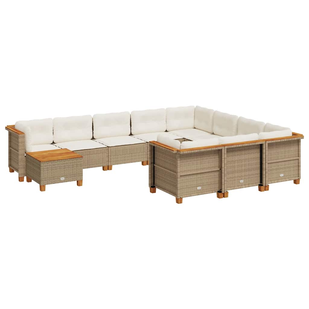 sofasæt til haven 11 dele med hynder polyrattan beige